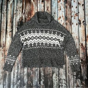 Garage Gray White Turtleneck Sweater